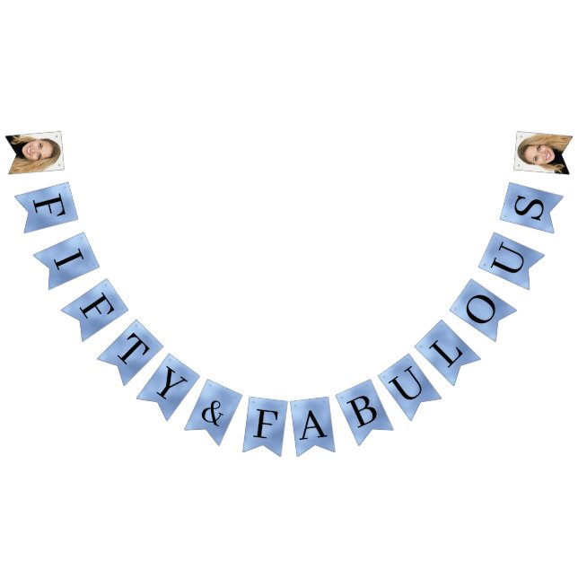 Bandeirinha Cinquenta & Fabuloso Azul Empoeirado Script 50º An (Todos)