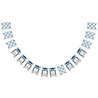 Bandeirinha cinza de bebê chá de bebê com bigode