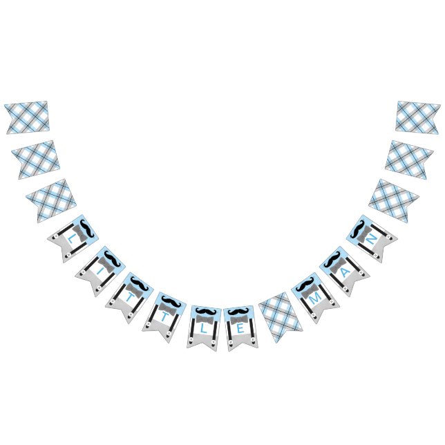 Bandeirinha cinza de bebê chá de bebê com bigode (Todos)