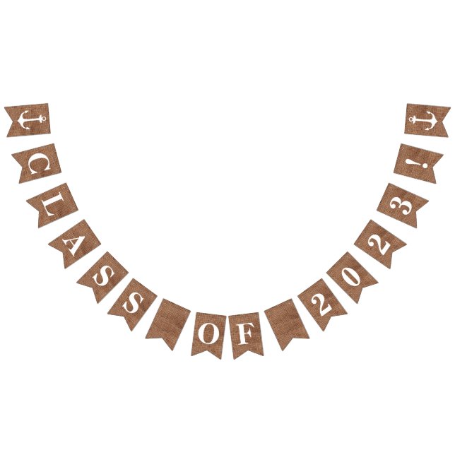 Bandeirinha CLASSE DE 2023 sobre Burlap Simulado com Âncoras (Todos)