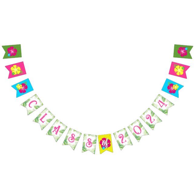 Bandeirinha Classe de 2024 Banner de Graduação Tropical de Lua (Todos)