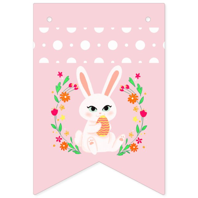 Bandeirinha Coelhinho de Pastel Doce & Grinalda Floral Bandeir (Primeira Bandeira)