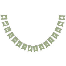 Bandeirinha Coelhinhos Brancos em Verde com Desejo de Feliz Pá