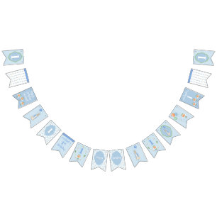 Bandeirinha Coelho Azul Cinto Um 1rua 1 Primeiro Aniversário