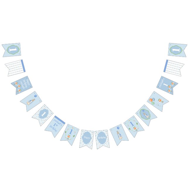 Bandeirinha Coelho Azul Cinto Um 1rua 1 Primeiro Aniversário (Todos)