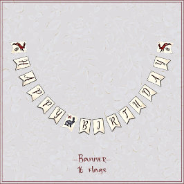 Bandeirinha Coelho de arte popular doce Hygge floral