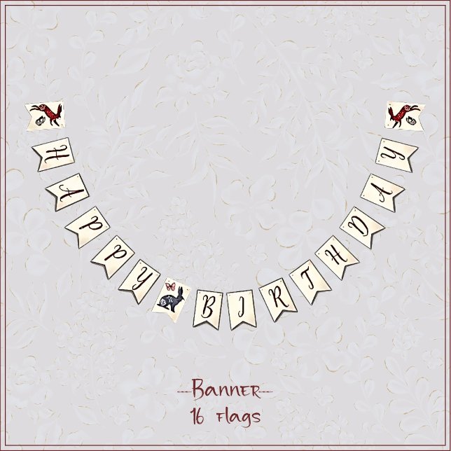 Bandeirinha Coelho de arte popular doce Hygge floral (Criador carregado)