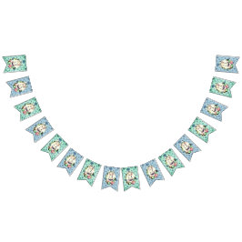 Bandeirinha Coelho Vintage do Interior Francês e Botânica Azul