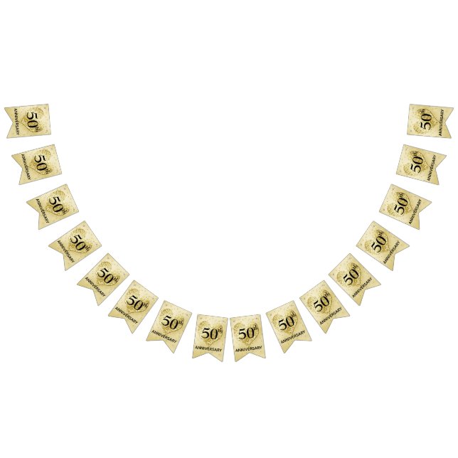 Bandeirinha Confetti Dourado - 50ª faixa de aniversário de cas (Todos)