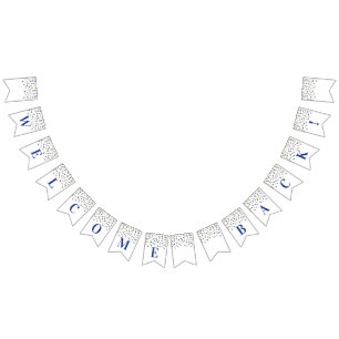 Bandeirinha Confetti Dourado Azul com Banner Tradicional de Bo