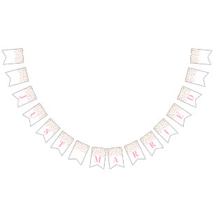 Bandeirinha Confetti Dourado Rosa Banner do recem casados