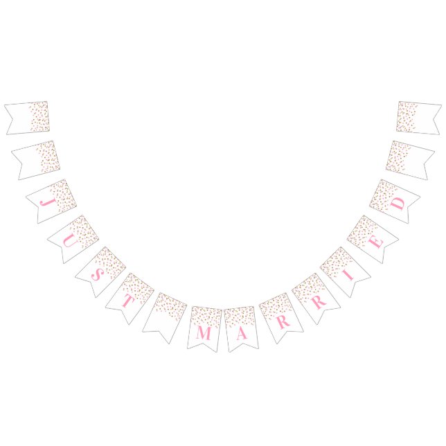 Bandeirinha Confetti Dourado Rosa Banner do recem casados (Todos)