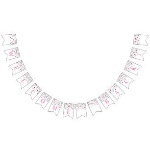 Bandeirinha Confetti Preto Rosa-Rosa-Banner de Boas-vindas
