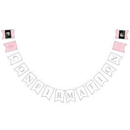 Bandeirinha Confirmação Entre Raparigas Rosa INSERIR Sua Foto