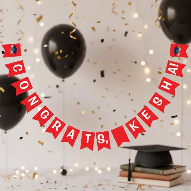 Bandeirinha Congrats  Red Graduation Bunting Bann (Criador carregado)