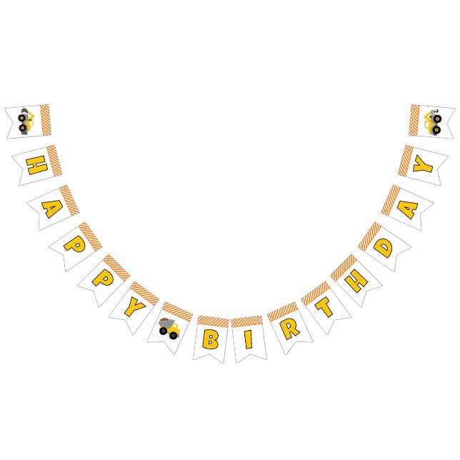 Bandeirinha Construction Truck Birthday Party Invitation (Todos)