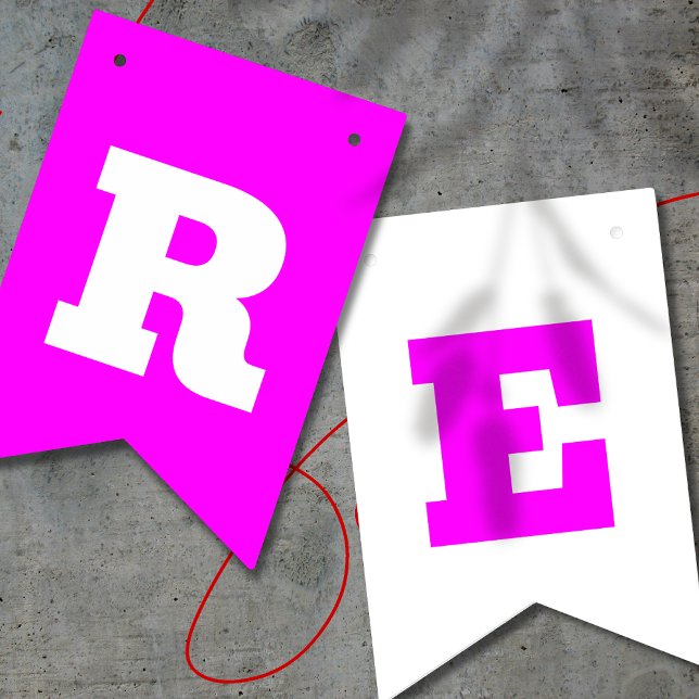 Bandeirinha Cor Neon Magenta e Branco | Personalize  (Criador carregado)