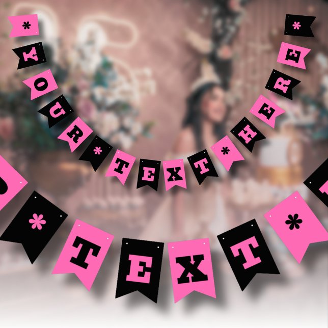 Bandeirinha Cor Neon Rosa Quente e Preto | Personalize  (Criador carregado)