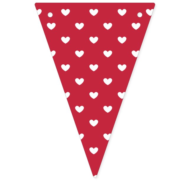 Bandeirinha Corações Brancos Pequenos - Vermelho Cereja (Primeira Bandeira)