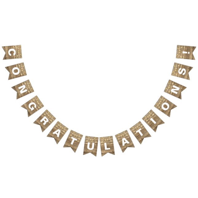 Bandeirinha cordão de luzes de festa na madeira rústica (Todos)