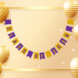 Bandeirinha Cores Escolares Roxo e Dourado Ano de Turma