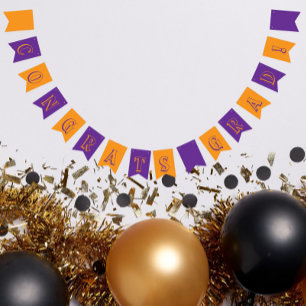Bandeirinha Cores Escolares Roxo e Laranja Graduação