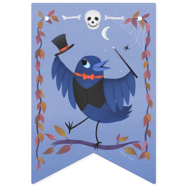 Bandeirinha Corvo de Halloween Lua Azul (Primeira Bandeira)