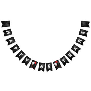 Bandeirinha couro e balões pretos para a 65th festa de