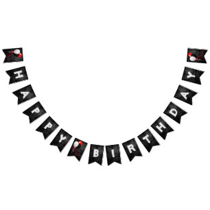 Bandeirinha couro e festa de aniversário pretos dos balões