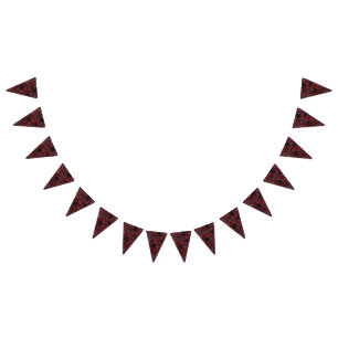 Bandeirinha Couro Rosa Gótico Vermelho e Negro