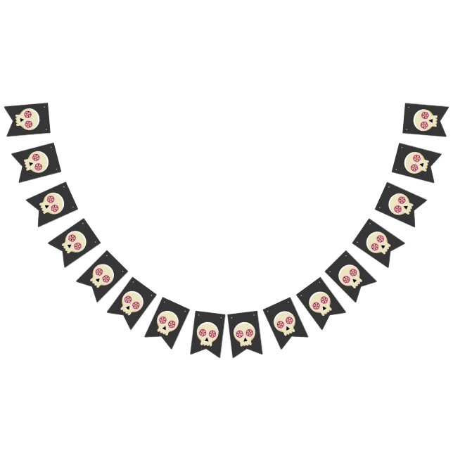 Bandeirinha Crânio de Gótico Cawaii Cute assustador com flores (Todos)
