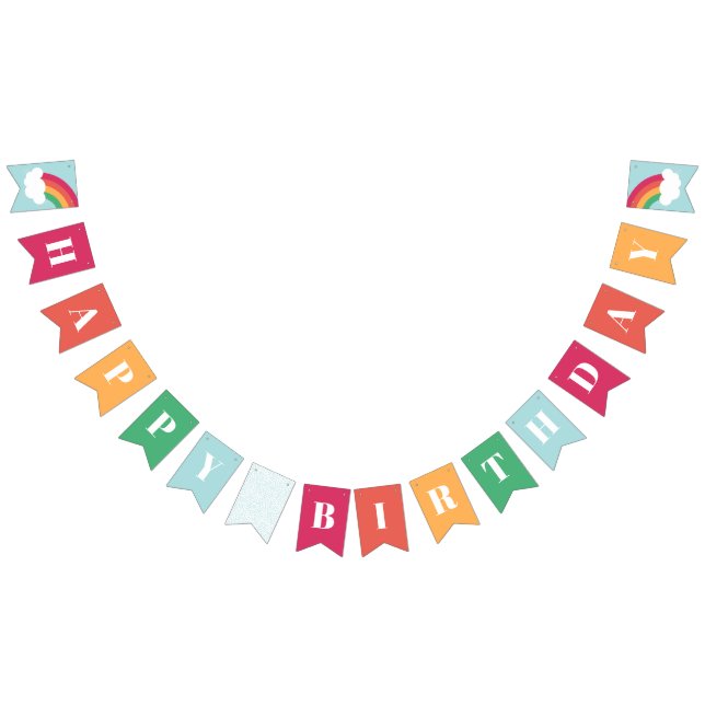 Bandeirinha Crianças Arco-íris Feliz Aniversário (Todos)