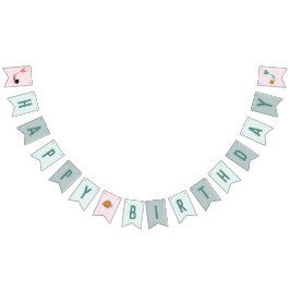 Bandeirinha Crianças Meninas do Mar de Sereia Bonita Aniversár