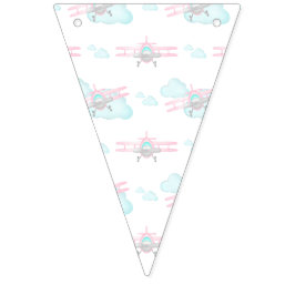 Bandeirinha Crianças Pink Avião Voando Avião Avião Voando Aniv