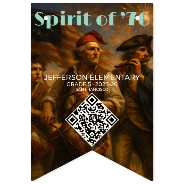 Bandeirinha Custom QR School Banner • 1776–2026 Pride Tribute! (Sexta Bandeira)