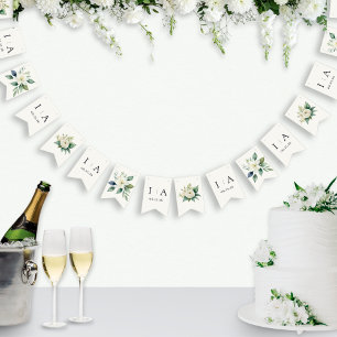 Bandeirinha Data de Casamento Monograma Floral Aquarela Person