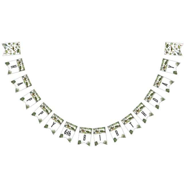 Bandeirinha Decoração de Aniversário Jurássico dos Dinossauros (Todos)