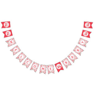 Bandeirinha Decoração de boas-vindas do Chá de fraldas Cherry