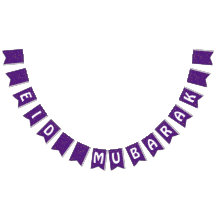 Decorações de banner roxo Eid Mubarak