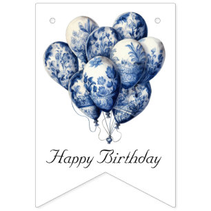 Bandeirinha Delft Blue Balloons, personalizável