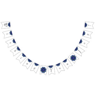 Bandeirinha Desejo-te alegria! Mandala em azul escuro