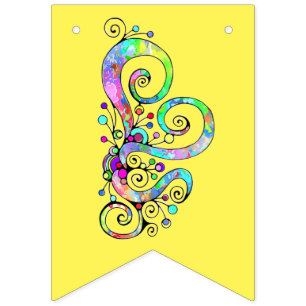 Bandeirinha Desenho Pintado à Mão Coração Espiral 1