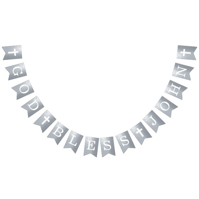 Bandeirinha Deus Abençoe 4 Letras Nome Prata Batismo Comunhão (Todos)