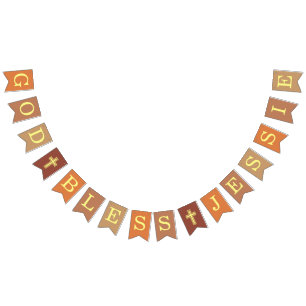 Bandeirinha Deus abençoe 6 Letras Confirmação de Batismo Neutr