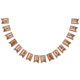 Bandeirinha Deus abençoe 6 Letras Copper Baptism Primeira Comu