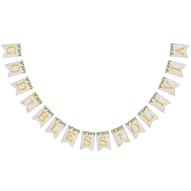 Bandeirinha Deus Abençoe 6 Letras Floral Calla Batismo Comunhã (Todos)