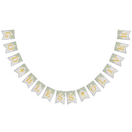 Bandeirinha Deus abençoe 6 Letras Foliage Dourado Baptism Comm