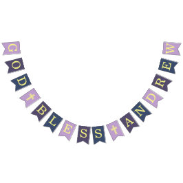 Bandeirinha Deus Abençoe 6 Letras Roxo Azul-marinho Batismo Co
