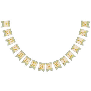 Bandeirinha Deus abençoe 7 Cartas Verde deixa comunhão de bati