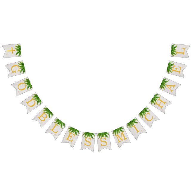 Bandeirinha Deus Abençoe 7 Letras Folhagem Samambaia Batismo C (Todos)